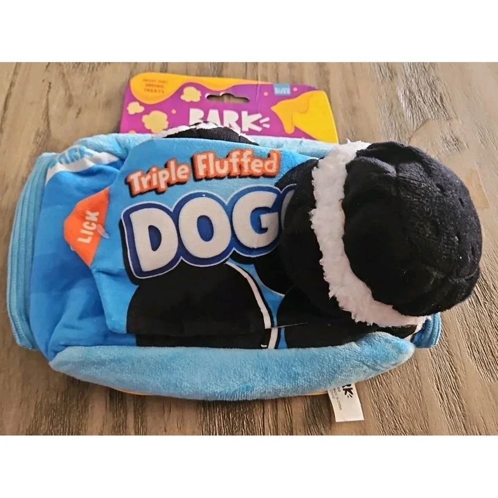 NWT Bark Dog Toys Junk Food Dogs Triple Stuffed Dogos Chew Toy Oreo All Sizes